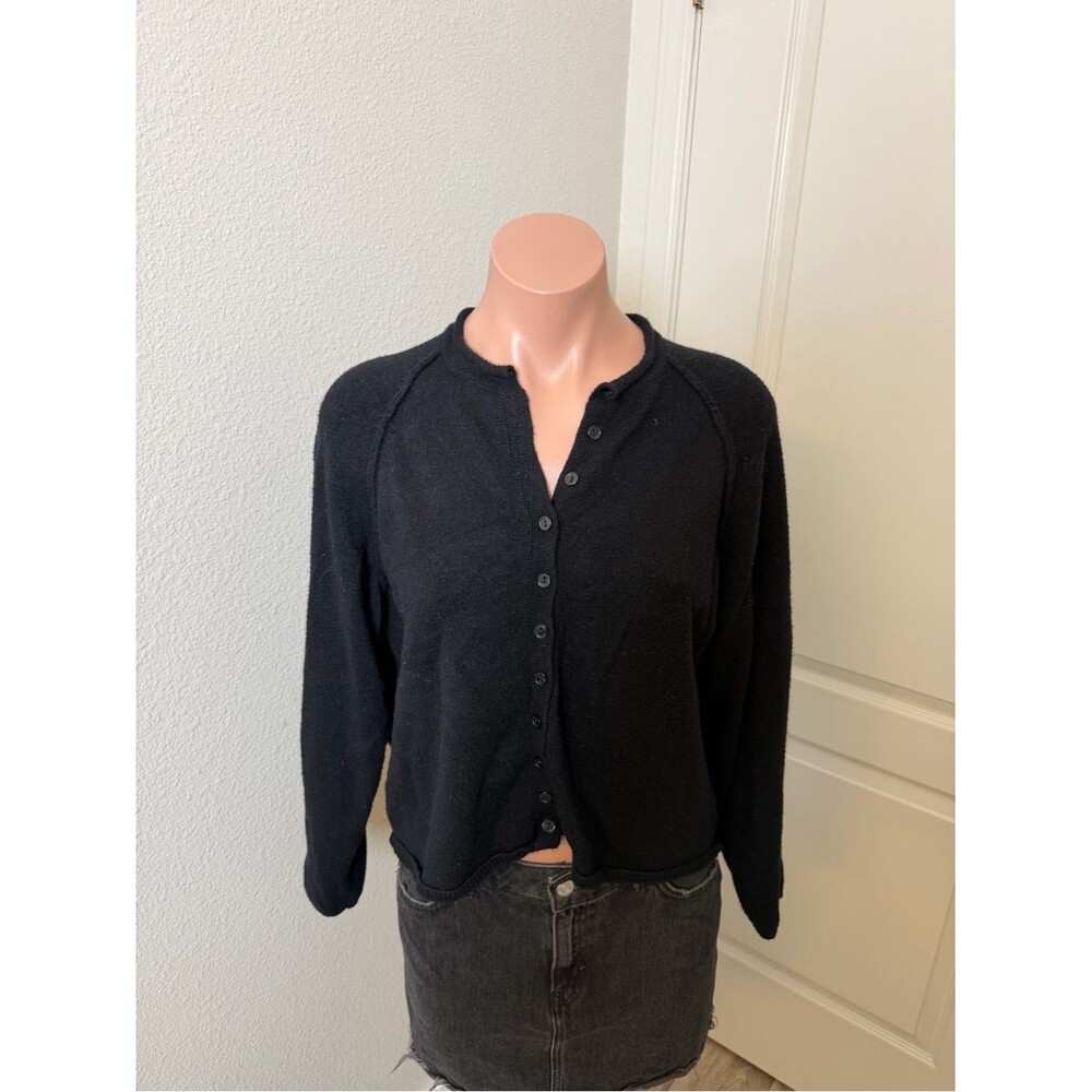 Altar’d State Black Women's Button-Up Crewneck Sweater Cardigan Sz L